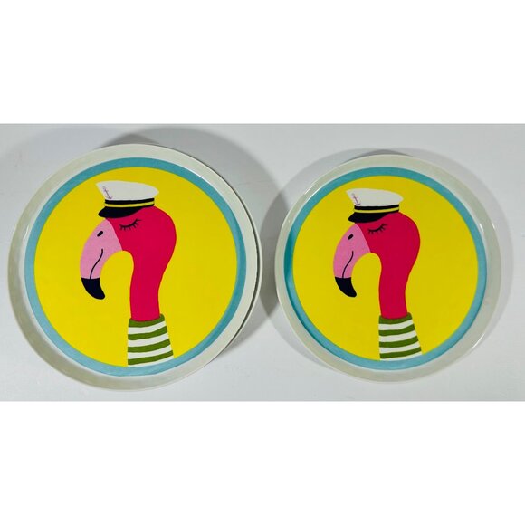 Pottery Barn Kids Pink Flamingo Plates 9” Melamine BPA-Free Bright Shatterproof - Picture 2 of 7
